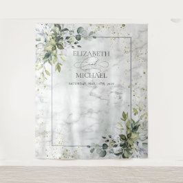 エレガント ダスティーブルー ユーカリ グリーンナージュ マーブル タペストリー