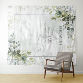 エレガント ダスティーブルー ユーカリ グリーン マーブル タペストリー (インサイチュ(横))