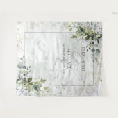 エレガント ダスティーブルー ユーカリ グリーン マーブル タペストリー (正面(横))