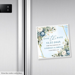 エレガント ダスティーブルー ユーカリ セーブ・ザ・デート マグネット