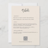 エレガント ダスティーブルー ワイルドフラワー バジェット ベージュ ウェディング 招待状 (裏面)