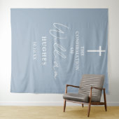 エレガント ダスティーブルー 確認写真用背景 タペストリー (インサイチュ(横))