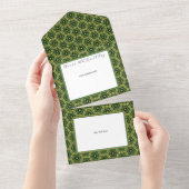 エレガント ダークグリーン ゴールド オールインワン 招待状 (貼ってはがせる)