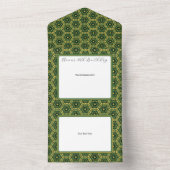 エレガント ダークグリーン ゴールド オールインワン 招待状 (内側)