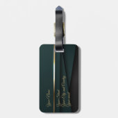エレガント ダークグリーン ゴールド ラゲッジタグ (裏面縦)