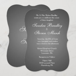 エレガント ダークシルバー ウェディング インビテーション 5"x 7"