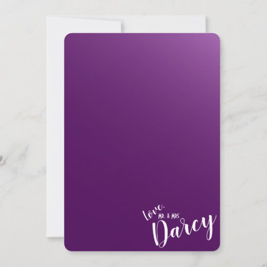 エレガント ダークパープル ありがとうカード サンキューカード (裏面)