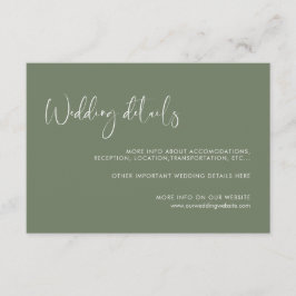 エレガント&ダークモダンセージの結婚詳細カード エンクロージャーカード
