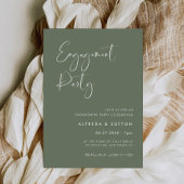 エレガント&ダークモダンセージ緑婚約パーティ 招待状