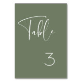 エレガント&ダークモダンセージ緑結婚の テーブルナンバー (正面)