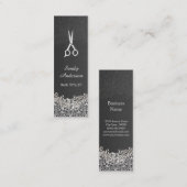 エレガント ダーク ダマスク - 美容師 小型コンパクト スキニー名刺 (正面/裏面)