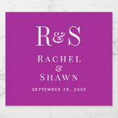 エレガント ダーク ピンク シック モダン モノグラム ウェディング スパークリングワインラベル (シングルラベル)