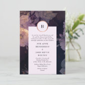 エレガント ダーク フラワル ボヘミアンファンタジー ローズゴールド 招待状 (スタンド正面)