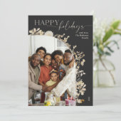 エレガント ダーク ムーディ ゴールド 1 枚の写真 ホリデー カード (スタンド正面)