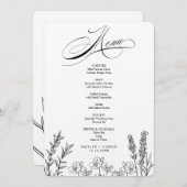 エレガント ダーク ワイルドフラワー メニューカード 招待状 (正面/裏面)