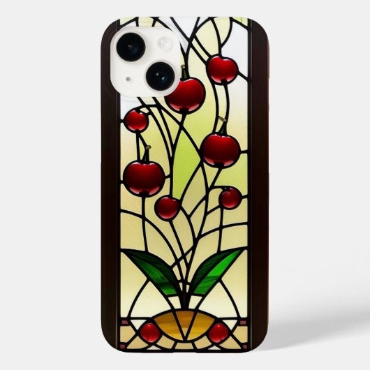 エレガント チェリー ステンドグラス パネル Case-Mate iPhoneケース (裏面)