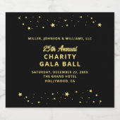 エレガント・チャリティー・ガラ・イベント ブラック ゴールド スターズ スパークリングワインラベル (シングルラベル)