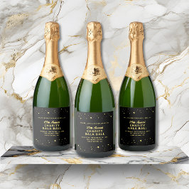 エレガント・チャリティー・ガラ・イベント ブラック ゴールド スターズ スパークリングワインラベル