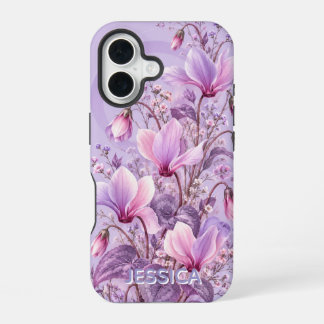 エレガント ティール アイリス フラワー カスタム iPhone 16ケース
