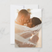 エレガント テラコッタ ネイビー＆ラスト 結婚式 写真 サンキューカード (正面)