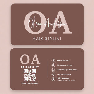 エレガント テラコッタ ヘアスタイリストQRコード 名刺