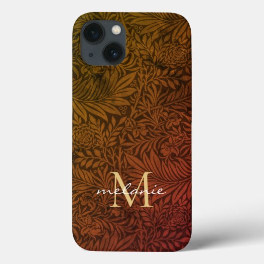 エレガント テラコッタ ボホ フラワー モノグラム Case-Mate iPhoneケース (裏面)