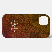 エレガント テラコッタ ボホ フラワー モノグラム Case-Mate iPhoneケース (裏面 (横))