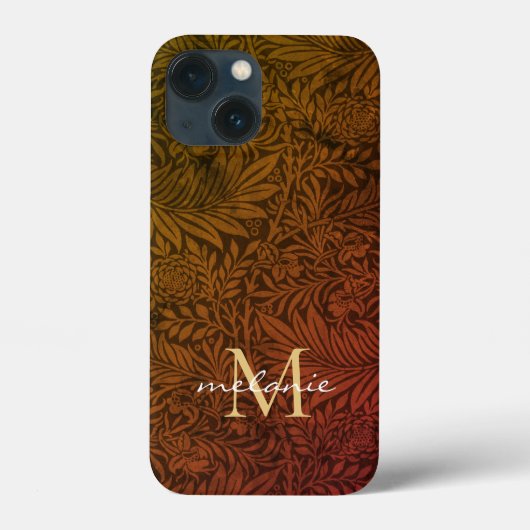 エレガント テラコッタ ボホ フラワー モノグラム Case-Mate iPhoneケース (裏面)