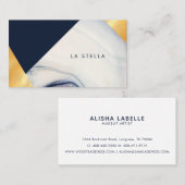 エレガント&トレンディー幾何学大理石、紫、金ゴールド 名刺 (正面/裏面)