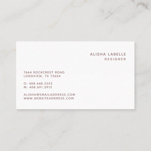 エレガント&トレンディー幾何学的赤面ピンクシェード 名刺 (裏面)