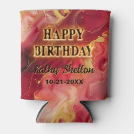 エレガント,トレンディー赤と金ゴールドアルコールインクールク 缶クーラー