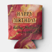 エレガント,トレンディー赤と金ゴールドアルコールインクールク 缶クーラー (裏面)