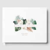 エレガント，トロピカル，葉結婚色 ゲストブック (正面)