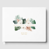 エレガント，トロピカル，葉結婚色 ゲストブック (正面)