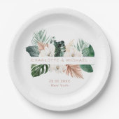 エレガント,トロピカル,葉結婚色 ペーパープレート (正面)