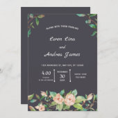 エレガント&ナチュラルグリーンフローラと植物学 招待状 (正面/裏面)