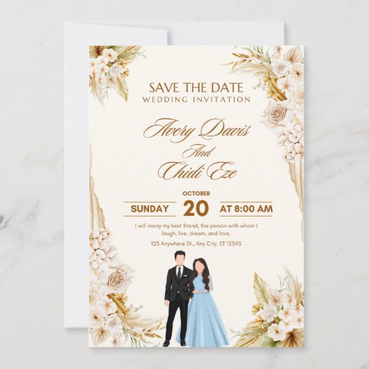 エレガント ニュートラル ウェディング テンプレート (正面)