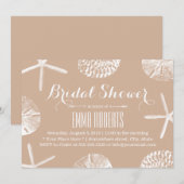 エレガント ニュートラル ビーチ シェル ブライダル シャワー 招待状 (正面/裏面)