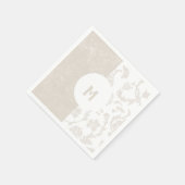 エレガント ニュートラル フローラル ダマスク モノグラム パーティ スタンダードカクテルナプキン (角)