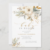 エレガント ニュートラル ベイビー イン ブルーム ベビー シャワー 招待状 (正面)