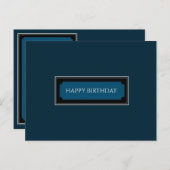 エレガント ネイビーブルー "お誕生日おめでとう、お父さん" ポストカード (正面/裏面)
