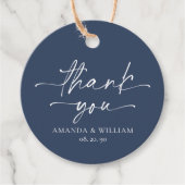 エレガント ネイビーブルー ウェディング サンクス タグ (正面)