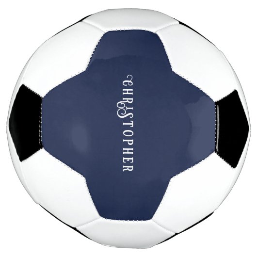 エレガント ネイビーブルー オーダーネーム  サッカーボール (回転)