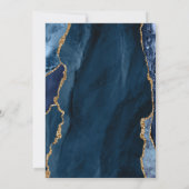 エレガント ネイビーブルー ゴールド フォイル アゲート ウェディング 招待状 (裏面)