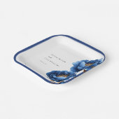 エレガント ネイビーブルー ゴールド フラワー ウェディング ペーパープレート (傾斜あり)