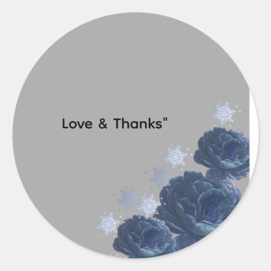 エレガント ネイビーブルー ゴールド 冬の結婚式の引き出物 ステッカー (正面)