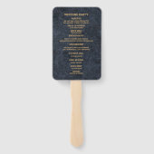 エレガント ネイビーブルー ゴールド 結婚式プログラム ハンドファン (裏面)