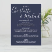エレガント ネイビーブルー サイン Wedding Menu メニュー (スタンド正面)