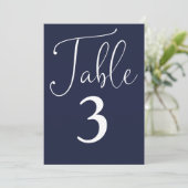 エレガント ネイビーブルー シンプル 大きなテーブルナンバー 招待状 (スタンド正面)