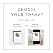 エレガント ネイビーブルー スクリプト 男の子 写真 洗礼式 招待状